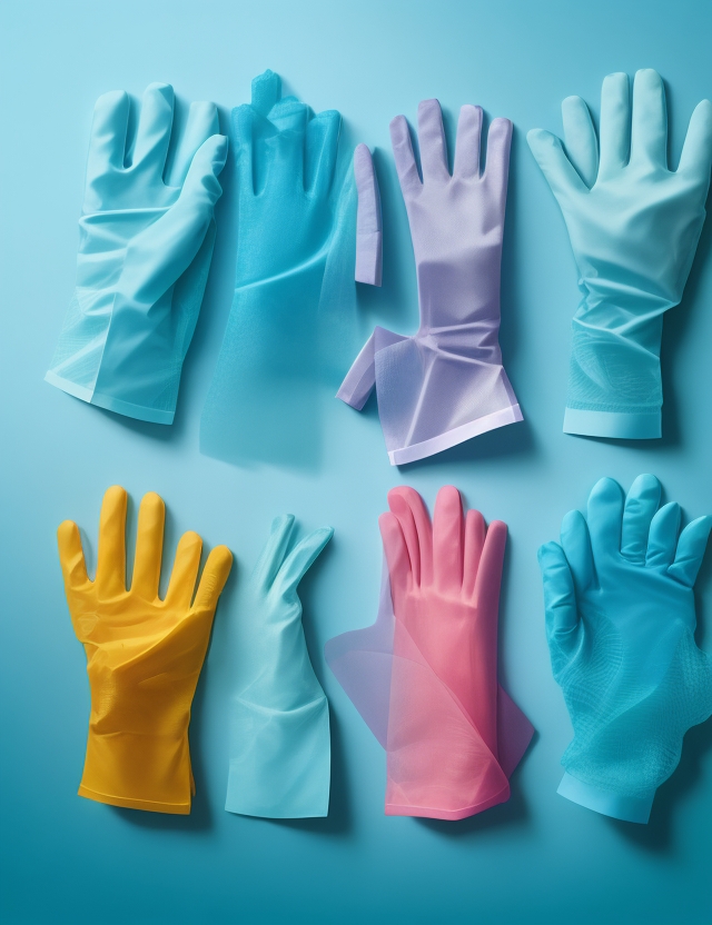 green plastic gloves