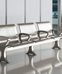Airport Bench  Indoor Waiting Room Seat  Chrome  Three Seater