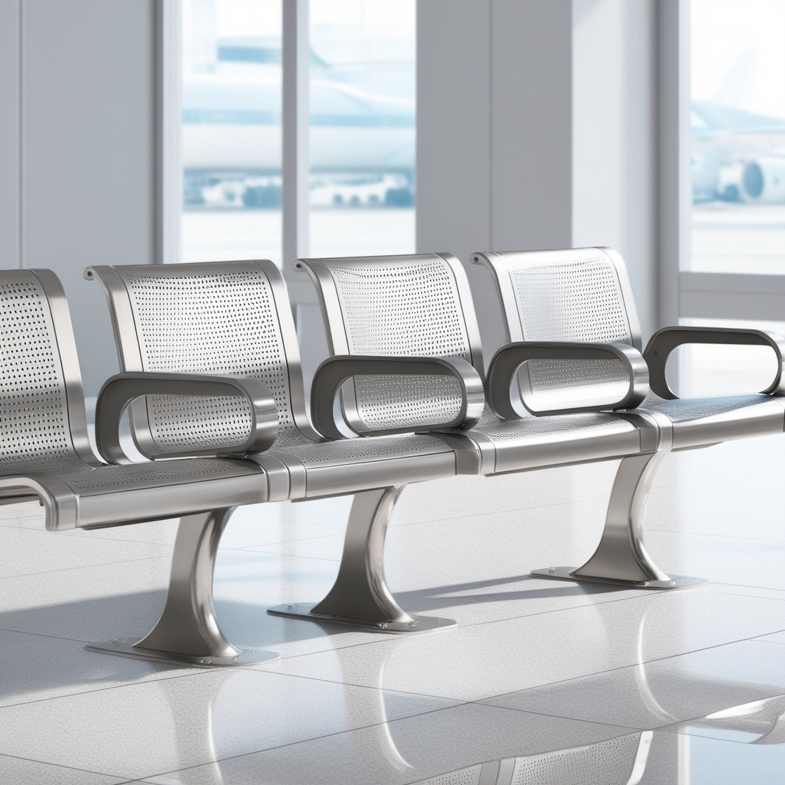Four Seater Polyurethane Airport Seating Bench