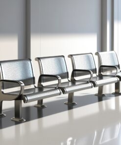 Airport Bench  Indoor and Outdoor Waiting Room Seat  Stainless Steel  Four Seater  4