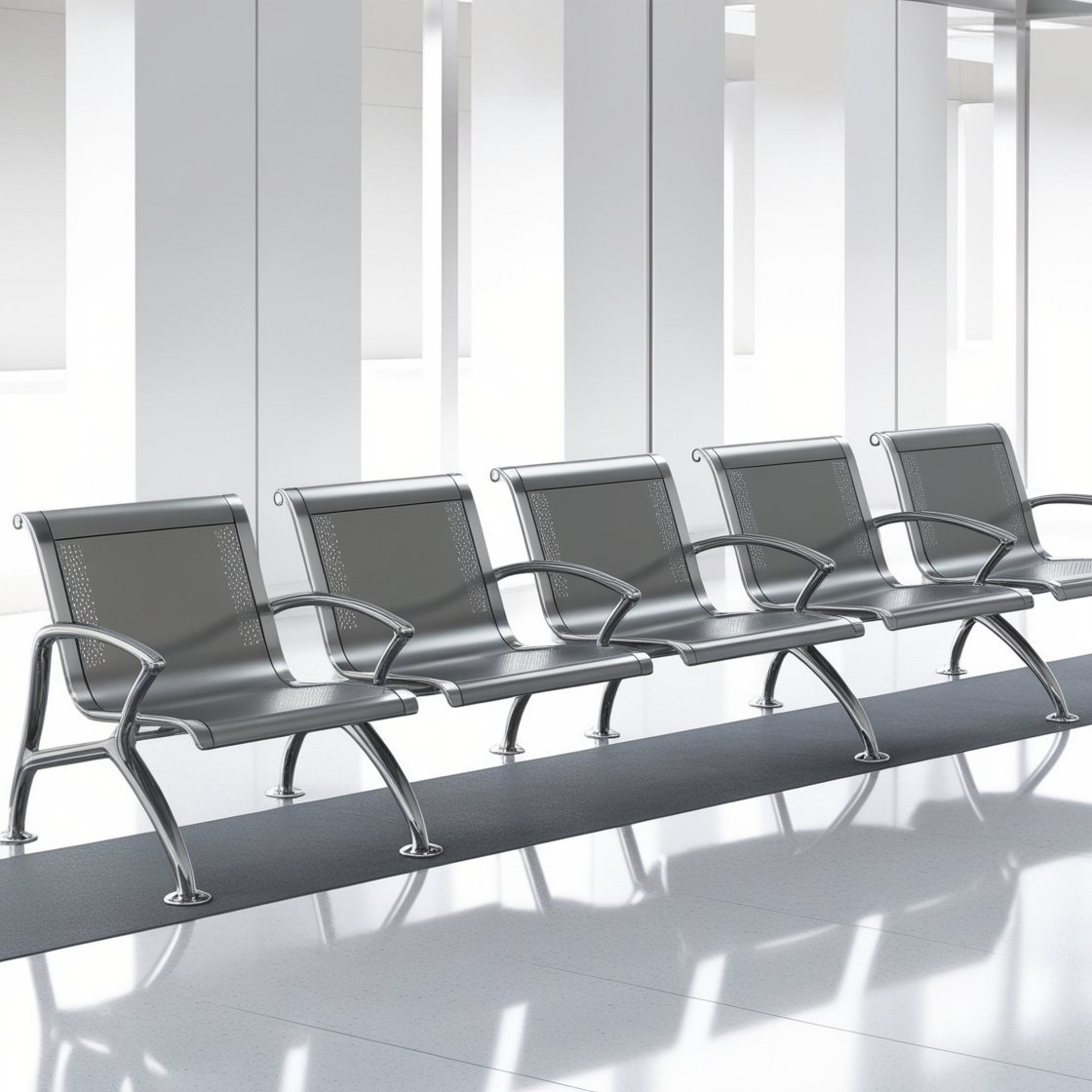 Airport Bench Indoor Waiting Room Seat Chrome Five Seater