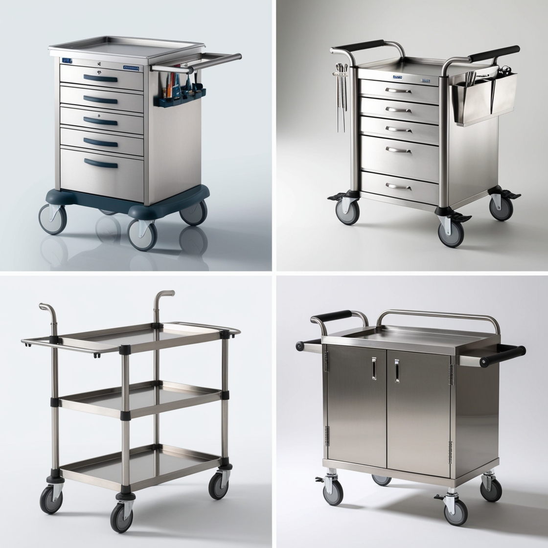 mobile Emergency trolley _ epoxy powder coated throughout