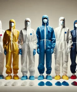 Alternative view of tyvek chemical suit