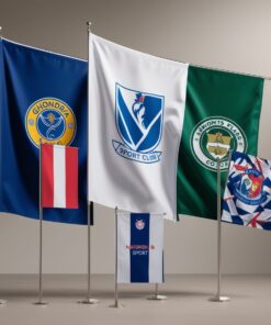 blue and white flag with cross