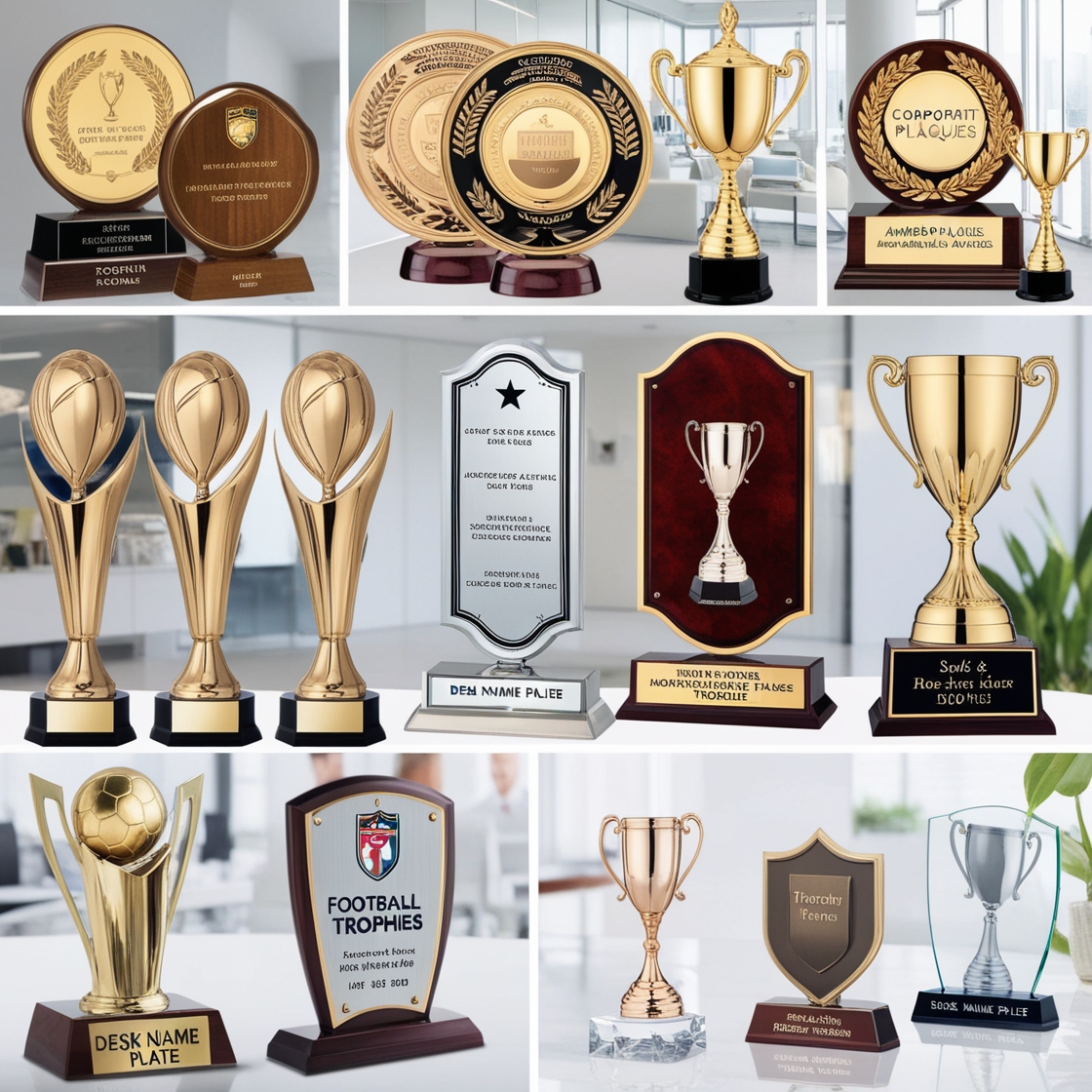 Trophies medals plaques glass