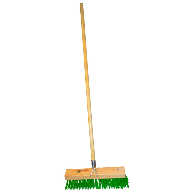 Gutter Sweeper Broom - Complete - Green Synthetic Fibre (0.75mm) - Wooden Handle - 55 Grip - 37.5cm - Pack of 3 - F3158