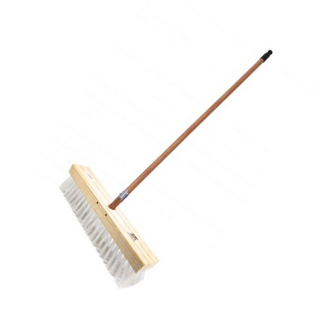 Gutter Sweeper Broom - Complete - White Polypropylene Fibre (2mm) - Wooden Handle - 55 Grip - 37.5cm - Pack of 3 - F3160
