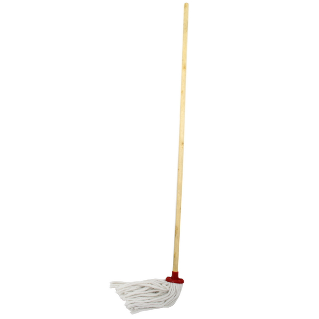 Budget Mop - Complete - Head with Plastic Socket - Wooden Handle - Pack of 5 - F8679