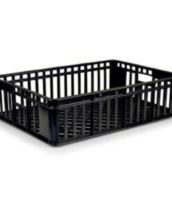 Freezer Stacking Crate - Plastic Box - Vented Base and Sides - 63.5 x 45.5 x 17 cm - Recycled Material - Black - PI-735-black