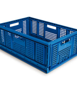 Folding Collapsible Crate - Plastic Box - Vented Base and Sides - 60 x 40 x 22.58 cm - 35L - Virgin Material - HACCP - PI-FC64-H225-virgin