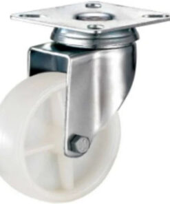 Castor Wheels - Nylon - Top Swivel - Fixed Plate - White - 75mm - TOOC476