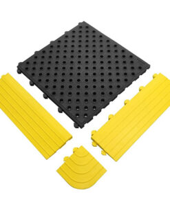 Rubber Tile Corner Edging - Fatigue-Lock Interlocking Anti-Fatigue Mat - 15 x 150 x 2.4 cm - Yellow - FLC070003