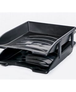 Letter Trays - Plastic - Recycled - Double - 35 x 26 x 6 cm - Black - Pack of 20 - 016LT-RD