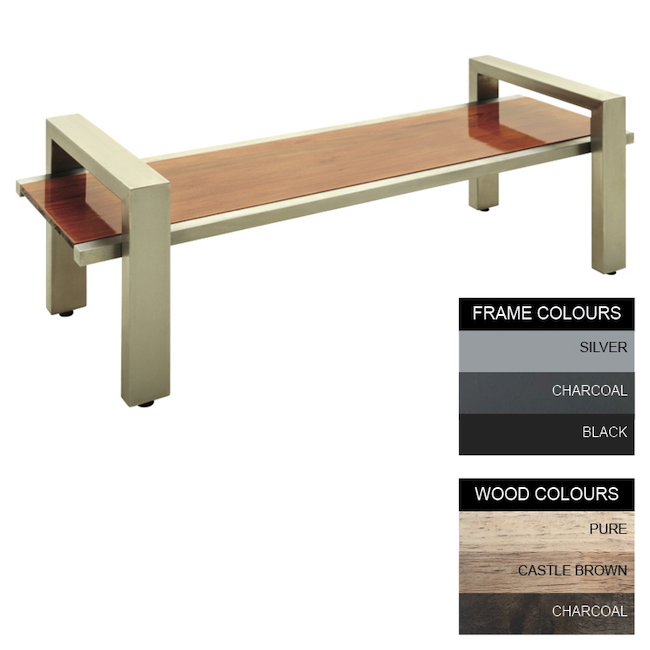 Modern Bench - Steel and Wood - Bolt Down - 45x240x49cm - Colour Options - MD4662PC