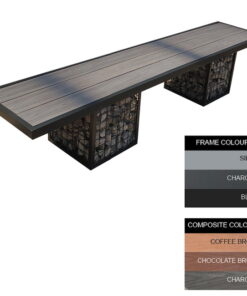 Gabion Bench - Steel and Composite - 45x240x49cm - Colour Options - GBO4661PC