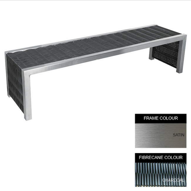 Contemporary Bench - Stainless Steel 304 and Fibre Cane - Bolt Down - 45x240x51cm - CM4262S-CHAR_C