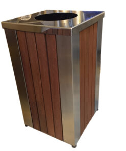 Wastebin - SS430 Stainless Steel and Wood Litter Bin - 900x510x510mm - WDA2163S