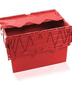 Plastic Crate - Hinged Lid - SABS Approved - 70L - Red - Pack of 80 - AT64400-red