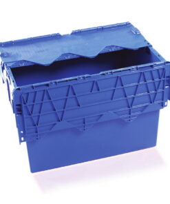 Plastic Crate - Hinged Lid - SABS Approved - 70L - Blue - Pack of 80 - AT64400-blue