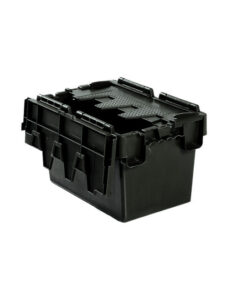 Plastic Crate - Hinged Lid - 6.4L - Recycled Plastic - Black - Pack of 100 - AT32182R-black