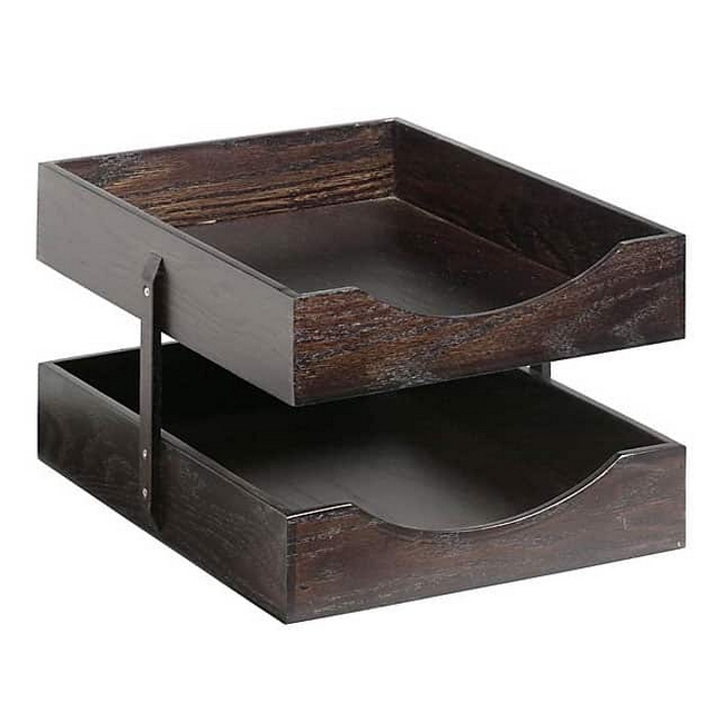 Letter Tray - Double - Contract Wooden Range - 38.5 x 28 x 20 cm - Imbuia - WAL902IM