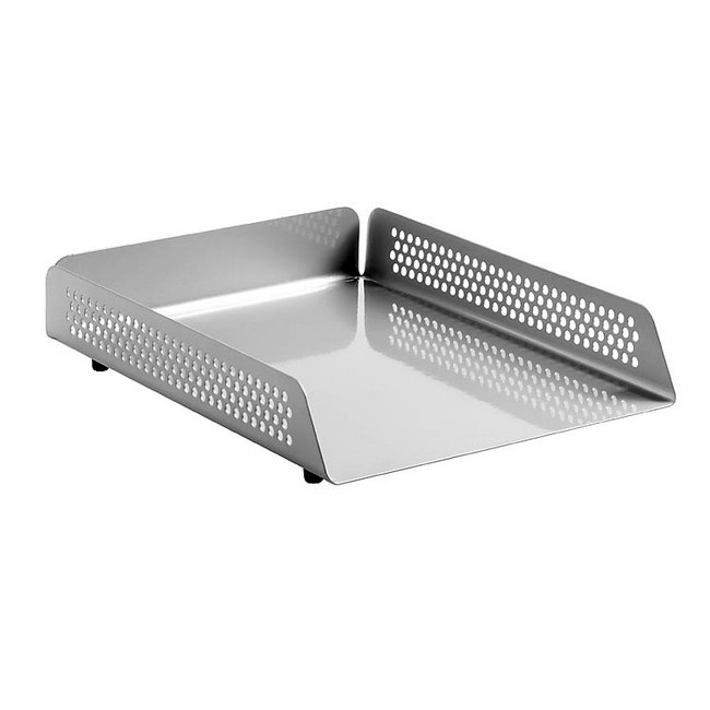 Single Letter Tray - Round Perforated Steel Range - Metal - 35 x 25 x 6.5 cm - Silver - 801SI