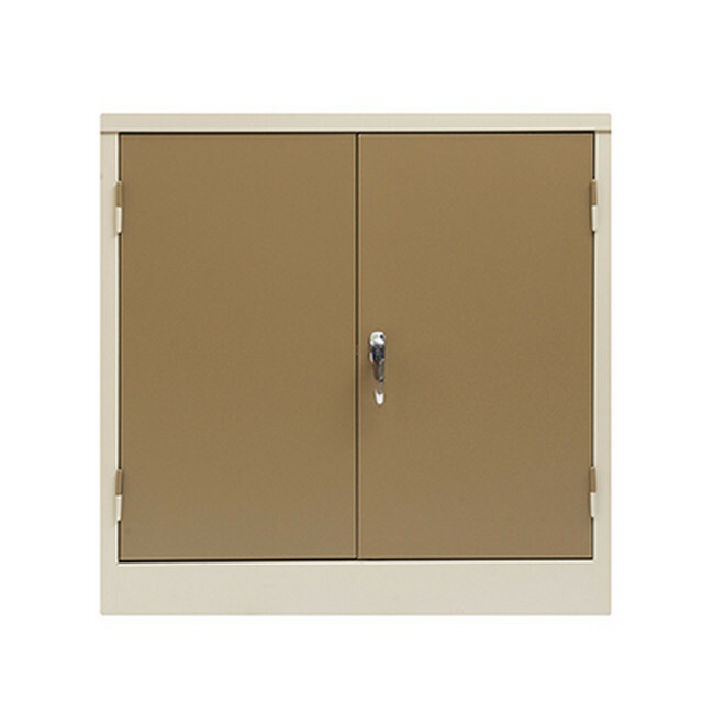Steel Stationery Cupboard - Metal Storage Cabinet - 2 Shelves - Ivory and Karoo - 90 x 90 x 45 cm - SC004-ivorykaroo