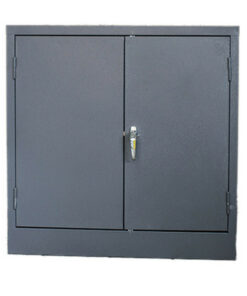 Steel Stationery Cupboard - Metal Storage Cabinet - 2 Shelves - Hammertone Grey - 90 x 90 x 45 cm - SC004-grey