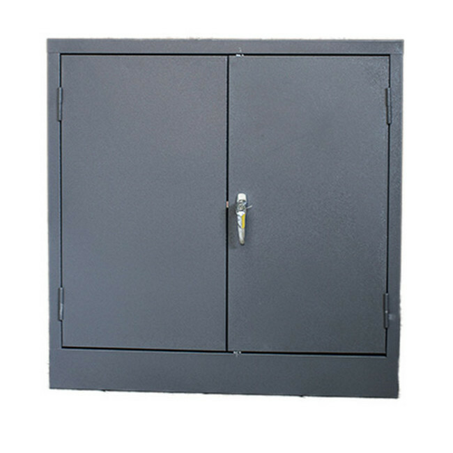 Steel Stationery Cupboard - Metal Storage Cabinet - 2 Shelves - Hammertone Grey - 90 x 90 x 45 cm - SC004-grey