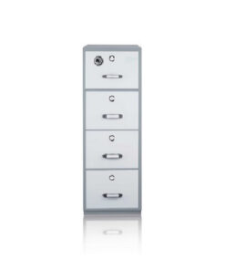 Steel Fire Resistant Filing Cabinet - 4 Drawer File Cupboard - 159 x 55.1 x 70 cm - Motorcraft Grey - FR001