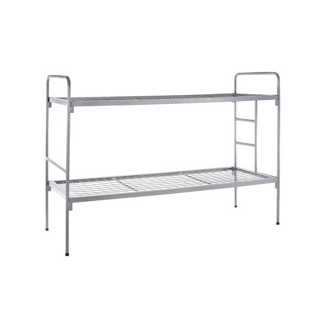 Steel Double Bunk Bed with Ladder - 190 x 76 x 140 cm - DBB01-grey