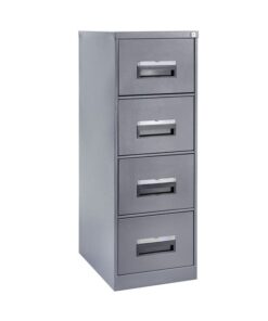 Steel Office Filing Cabinet - 4 Drawer File - Knock Down (Requires Assembly) - 130 x 47 x 63 cm - 4FC02KD-grey