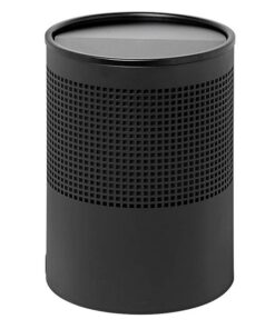 Steel Litter Bin - Wide - Full Swivel Lid and Bin Liner - Square Punch - 400 Ø x 600 (H) mm - Black - 762BL-027SD