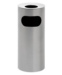 Ashtray Litter Bin - Steel Powder Coated - Free Standing - 240 Ø x 600 (H) mm - Silver - 506SI