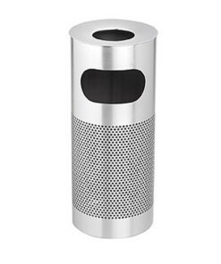 Ashtray Litter Bin - Stainless Steel - Perforated - Free Standing - 250 Ø x 600 (H) mm - Brushed Finish - 506PF