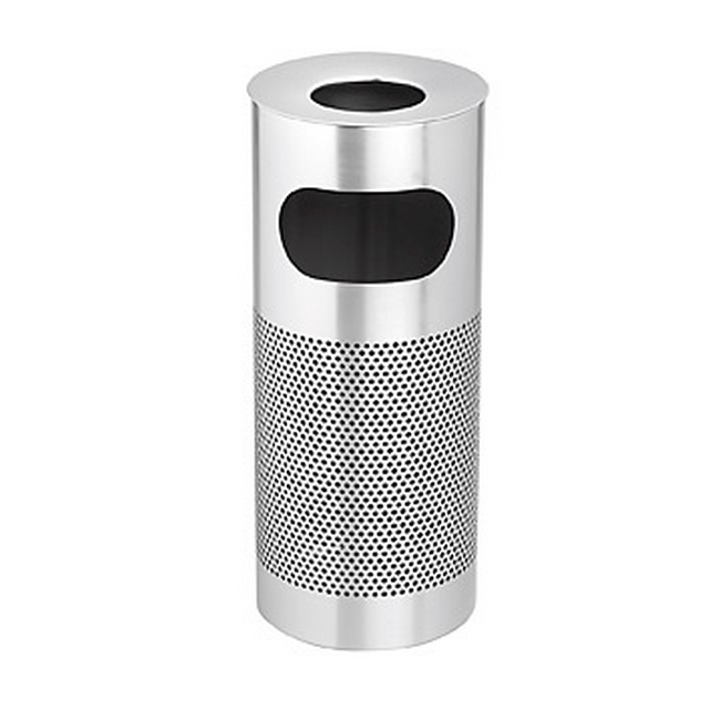 Ashtray Litter Bin - Stainless Steel - Perforated - Free Standing - 250 Ø x 600 (H) mm - Brushed Finish - 506PF