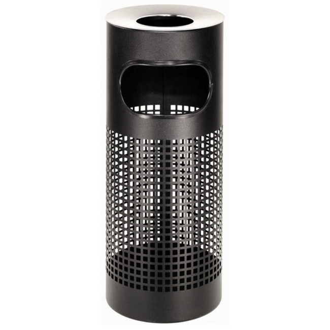 Ashtray Litter Bin - Steel Powder Coated - Square Punch - Free Standing - 250 Ø x 600 (H) mm - Black - 435BL