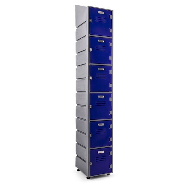 Plastic Locker - Solid Door - HACCP Compliant - Slanted Top - 6 Tier - LOCKER6SOLID-SLANT