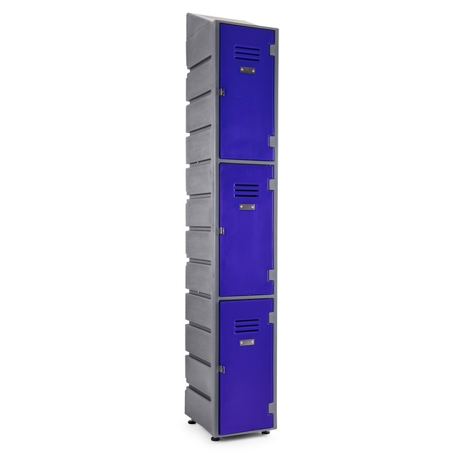 Plastic Locker - Solid Door - HACCP Compliant - Slanted Top - 3 Tier - LOCKER3SOLID-SLANT