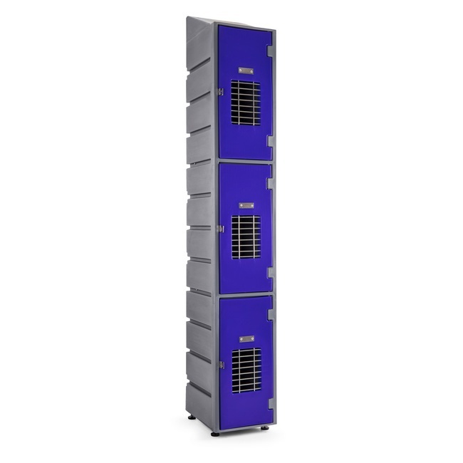Plastic Locker - Mesh Door - HACCP Compliant - Slanted Top - 3 Tier - LOCKER3MESH-SLANT