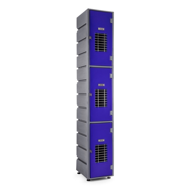 Plastic Locker - Mesh Door - HACCP Compliant - Flat Top - 3 Tier - LOCKER3MESH-FLAT