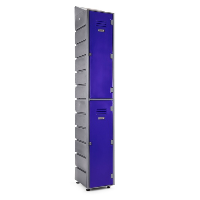 Plastic Locker - Solid Door - HACCP Compliant - Slanted Top - 2 Tier - LOCKER2SOLID-SLANT