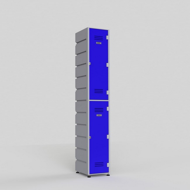 Plastic Locker - Solid Door - HACCP Compliant - Flat Top - 2 Tier - LOCKER2SOLID-FLAT