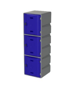 Plastic Locker - Junior - Solid Door - HACCP Compliant - Flat Top - 3 Tier - Blue - JUNLOCKERBLUE