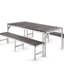 Canteen Set - 1 x Table and 2 x Single Benches - Open Slats - 6 Seater - 180cm - CANOPEN1800