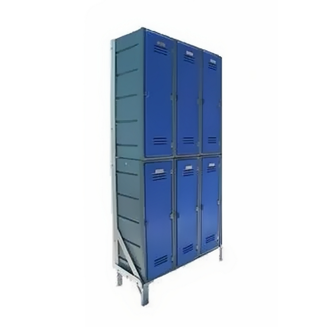 Plastic Clothes Lockers on Frame - 6 x Flat Top Lockers - HACCP - 6CF-FLAT
