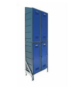 Plastic Clothes Lockers on Frame - 2 x Flat Top and 2 x Slanted Top Lockers - HACCP - 4CF-SLANTED