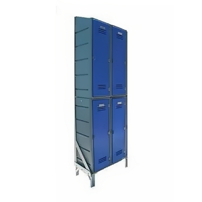 Plastic Clothes Lockers on Frame - 2 x Flat Top and 2 x Slanted Top Lockers - HACCP - 4CF-SLANTED