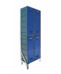Plastic Clothes Lockers on Frame - 4 x Flat Top Lockers - HACCP - 4CF-FLAT