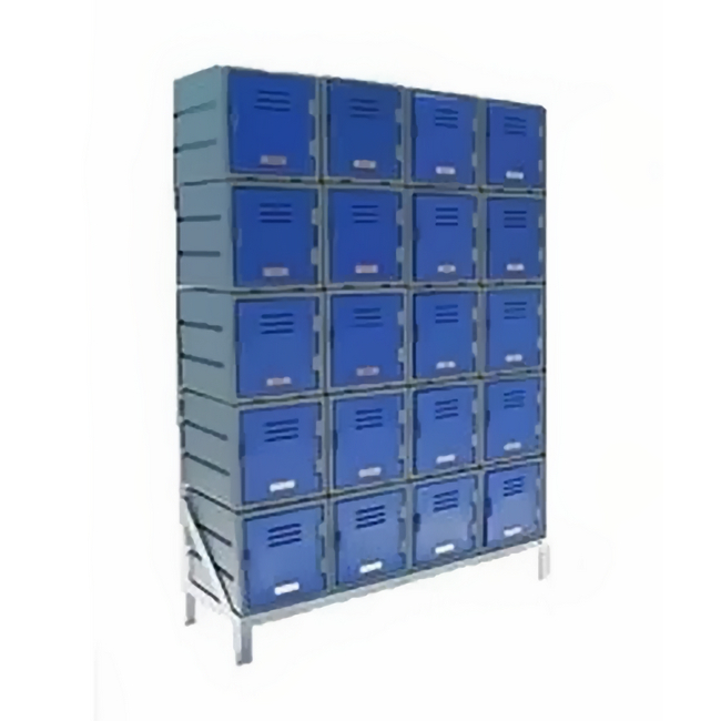 Plastic Food Lockers on Frame - 4 x 5-Tier (20 Tiers) - Flat Top - HACCP - 20FF-FLAT